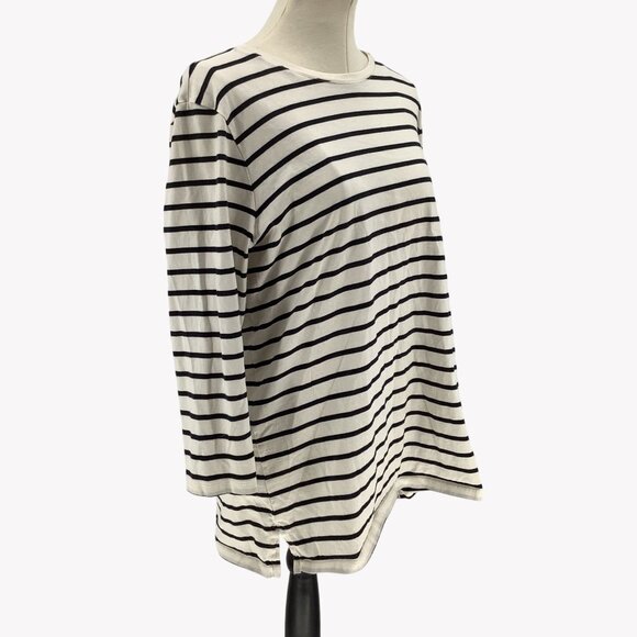 Lands End Womens Striped 3/4 Sleeve Boatneck Tee Shirt Size 14-16 White & Navy - Picture 2 of 6